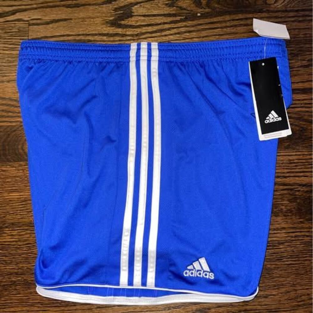 Large Women’s Adidas Shorts Blue White Athletic Socce